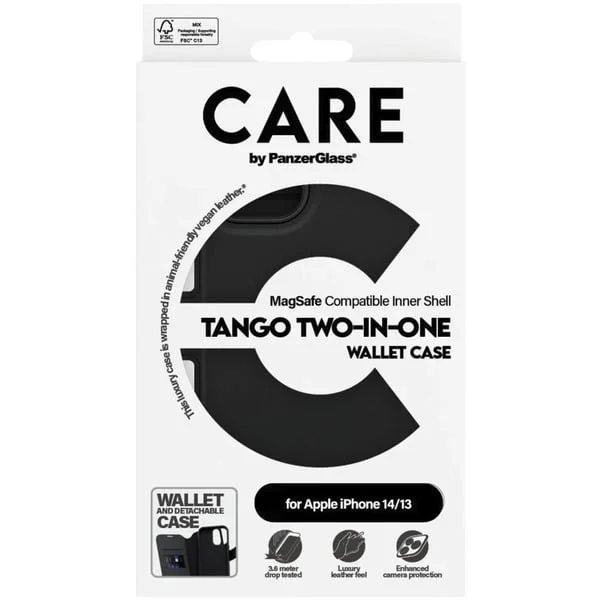 PanzerGlass Tango Two-in-One Case, Handyhülle (schwarz, iPhone 14 / 13, MagSafe)