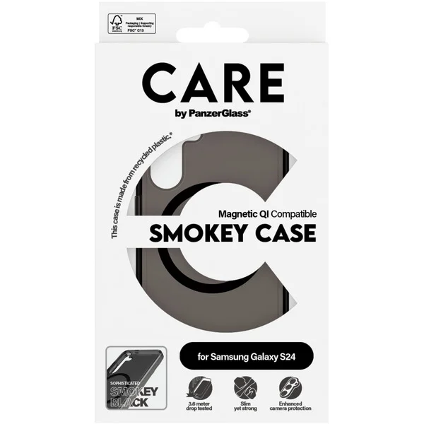 PanzerGlass Urban Combat Smokey Case, Handyhülle (schwarz, Samsung Galaxy S24, QI-kompatibel)