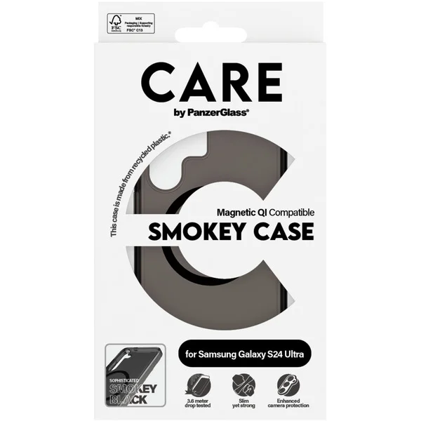 PanzerGlass Urban Combat Smokey Case, Handyhülle (schwarz, Samsung Galaxy S24 Ultra, QI-kompatibel)