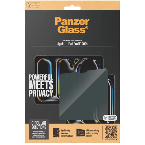 PanzerGlass Privacy Displayschutz Ultra-Wide Fit, Schutzfolie (transparent, iPad Pro 11'' (2024))