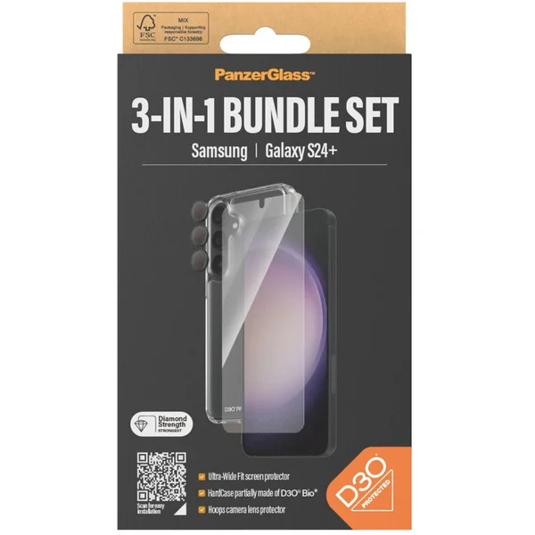 PanzerGlass 3-in-1 Schutz Set (transparent, Samsung Galaxy S24 Plus, EasyAligner)