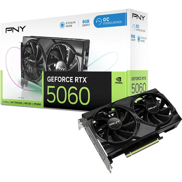 PNY GeForce RTX 5060 Dual Fan OC, Grafikkarte (DLSS 5, 3x DisplayPort, 1x HDMI 2.1)