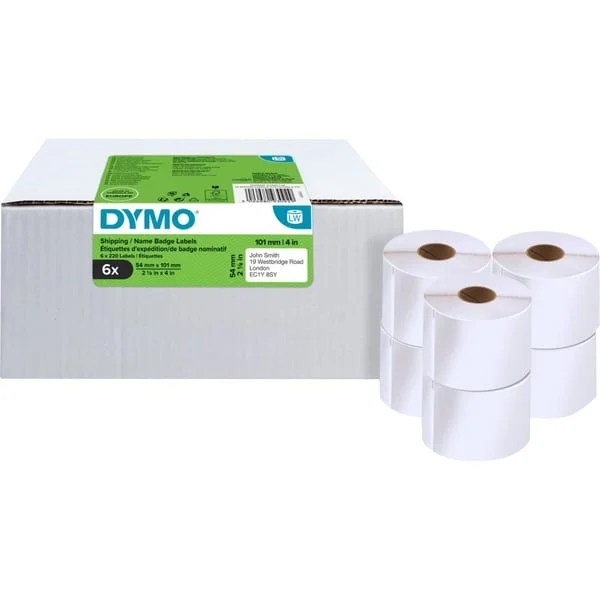 Dymo LabelWriter ORIGINAL VORTEILSPACK Versandetiketten 54x101mm, 6 Rollen mit je 220 Etiketten (permanent klebend, 2093092)