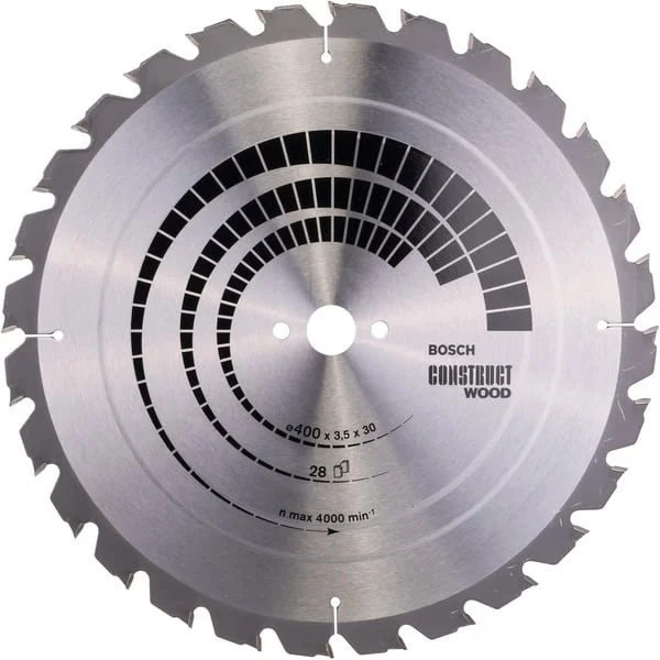 Bosch Professional PRO Construct Wood Kreissägeblatt, Ø 400mm, 28Z (Bohrung 30mm, für Tischkreissägen)