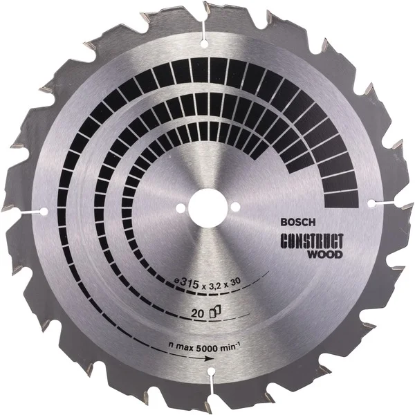Bosch Professional PRO Construct Wood Kreissägeblatt, Ø 315mm, 20Z (Bohrung 30mm, für Tischkreissägen)