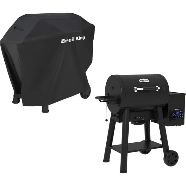 Broil King Crown Pellet Smoker 400 - BUNDLE (schwarz, iQue Smart Steuerung, inkl. Schutzhülle)