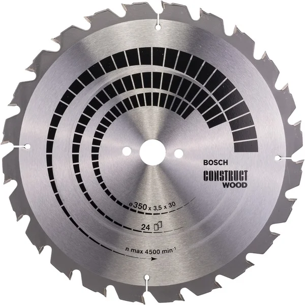 Bosch Professional PRO Construct Wood Kreissägeblatt, Ø 350mm, 24Z (Bohrung 30mm, für Tischkreissägen)