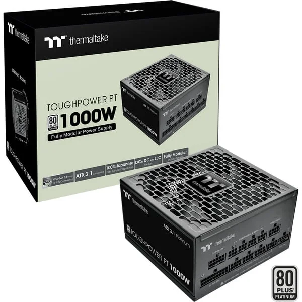 Thermaltake Toughpower PT 1000W, PC-Netzteil (1x 12 Pin High Power GPU, 2x PCIe, Kabelmanagement, 1000 Watt)