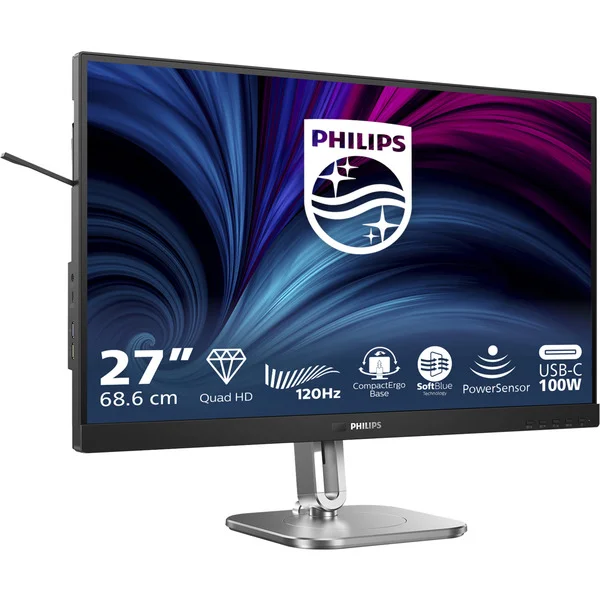 Philips 27B2U4601, LED-Monitor (68.5 cm (27 Zoll), dunkelgrau/silber, QHD, IPS, Adaptive-Sync, USB-Hub, USB-C, 120Hz Panel)