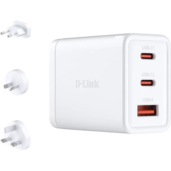 D-Link 65W GaN Ladegerät DCP-651, PD 3.0, QC 3.0 (weiß, 1x USB-A, 2x USB-C)