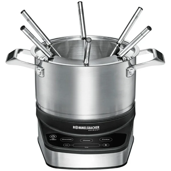 Rommelsbacher Elektro Fondue Set F 1200 (edelstahl/schwarz, 1.200 Watt, Topf 2,5 Liter)