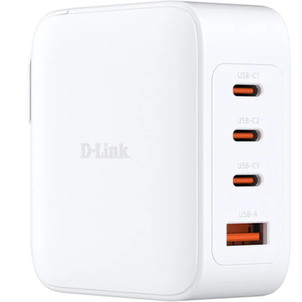 D-Link 140W GaN Ladegerät DCF-141/E, PD 3.1, QC 4.0 (weiß, 1x USB-A, 3x USB-C)