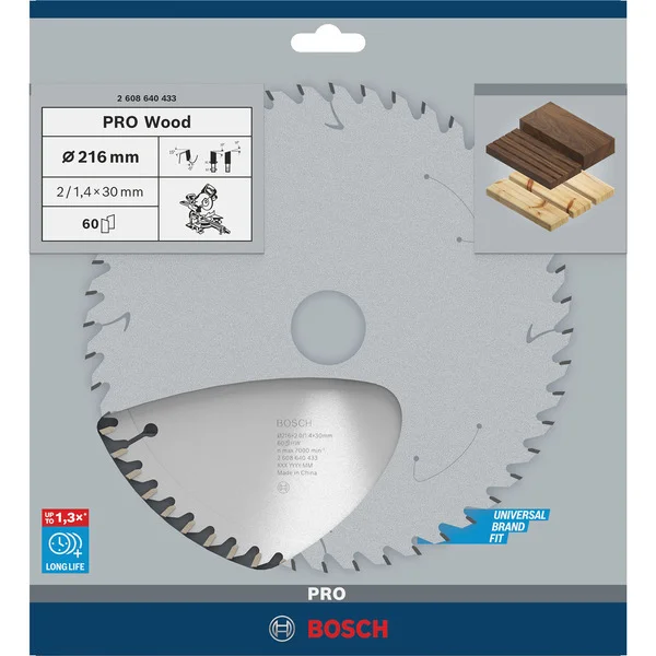 Bosch Professional PRO Wood Kreissägeblatt, Ø 216mm, 60Z (Bohrung 30mm, für Kapp- & Gehrungssägen)