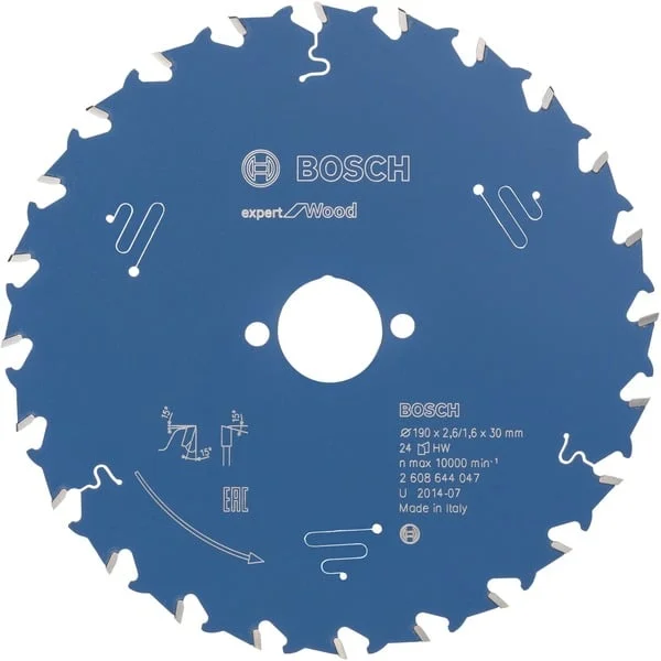 Bosch Professional EXPERT Wood Kreissägeblatt, Ø 190mm, 24Z (Bohrung 20mm, für Handkreissägen)