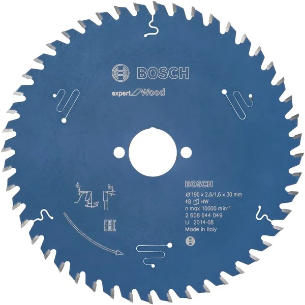Bosch Professional EXPERT Wood Kreissägeblatt, Ø 190mm, 48Z (Bohrung 20mm, für Handkreissägen)