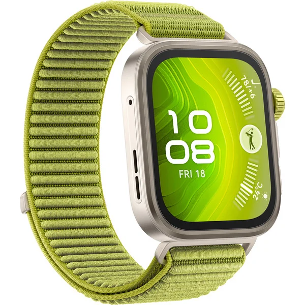 Huawei Watch Fit 4 Pro (Seiya-B29W), Smartwatch (titan, grünes Nylonarmband)