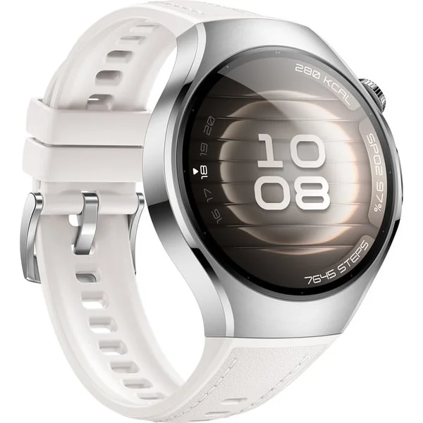 Huawei Watch 5 42mm (Soc-L19L), Smartwatch (silber/weiß, Komposit-Armband in weiß, Gehäuse aus Edelstahl)