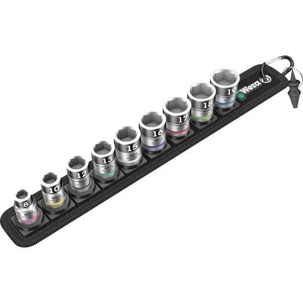 Wera Zyklop Steckschlüsseleinsatz-Satz Belt B1, 3/8", 10-teilig (schwarz/silber, mit Haltefunktion)
