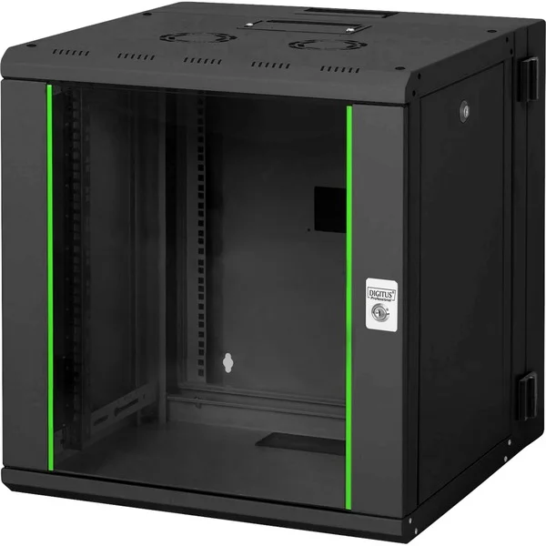 Digitus Wandgehäuse Unique Serie - zweiteilig, schwenkbar, IT-Schrank (schwarz, 12 Höheneinheiten)