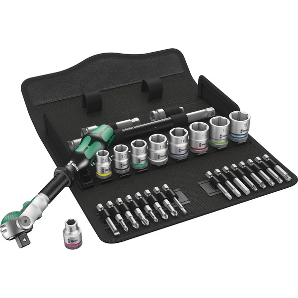 Wera Zyklop Speed-Knarrensatz 8100 SB 6, 3/8", 29-teilig, Werkzeug-Set (Speed-Knarre mit schwenkbarem Kopf)