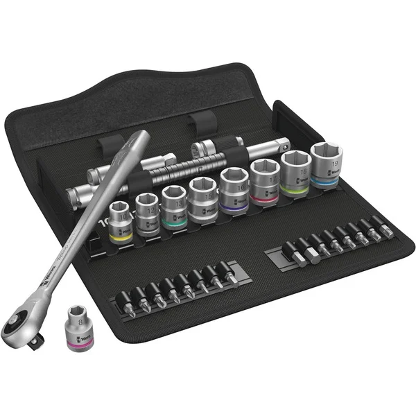 Wera Zyklop Metal-Knarrensatz 8100 SB 7, 3/8", 29-teilig, Werkzeug-Set (Knarre mit Durchsteckvierkant)