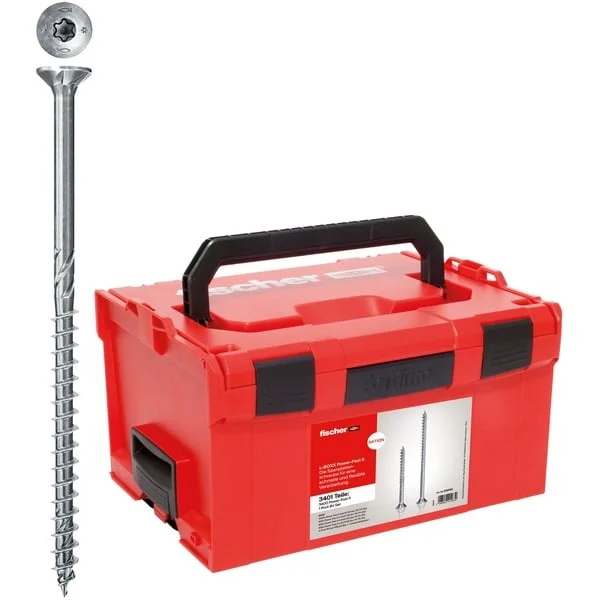 fischer Aktion L-BOXX 238 Power-Fast II TX, Schrauben-Set (3.400-teilig, mit Profi-Bitset)