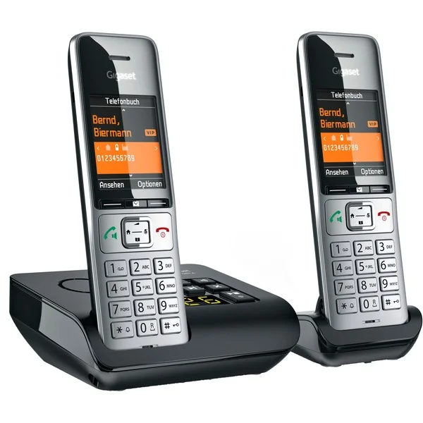 Gigaset COMFORT 500A Duo, analoges Telefon (silber/schwarz, 2 Mobilteile)