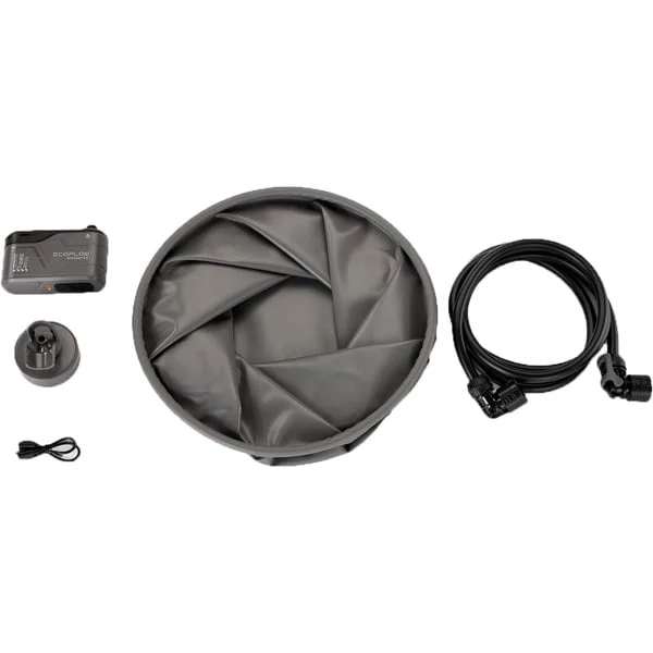 EcoFlow Wave 3 Duschkit, Duschpumpe und faltbarer Eimer (schwarz, integrierter Akku)