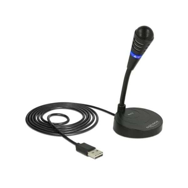 DeLOCK USB Mikrofon (schwarz, USB, Plug & Play)