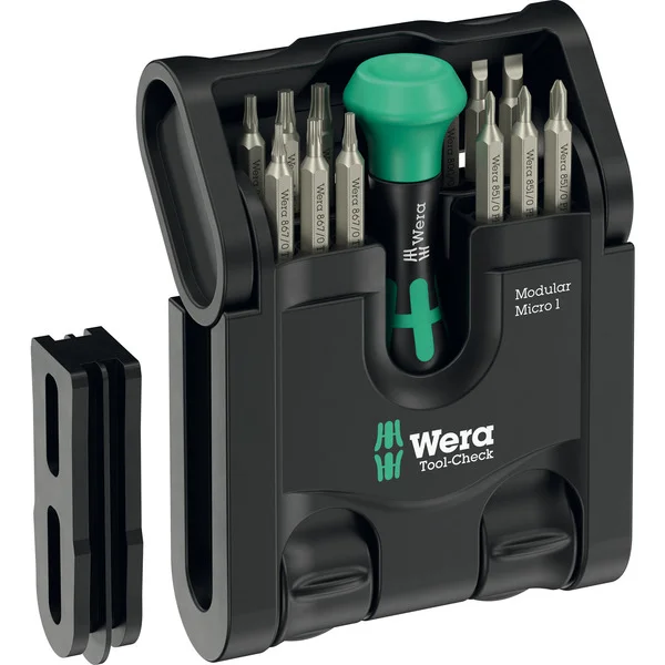 Wera Tool-Check Modular Micro 1, Bit-Satz (schwarz/grün, 21-teilig, inkl. Handhalter Kraftform Micro 4mm)