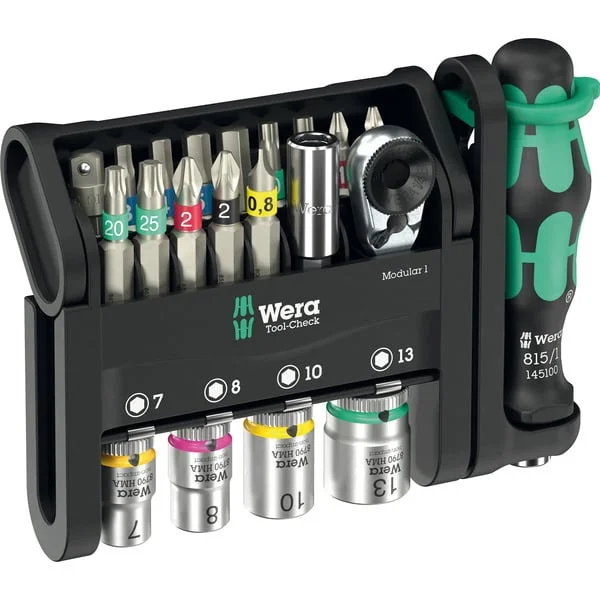 Wera Tool-Check Modular 1, Bit-Satz (schwarz/grün, 21-teilig, inkl. 1/4" Bit-Ratsche)