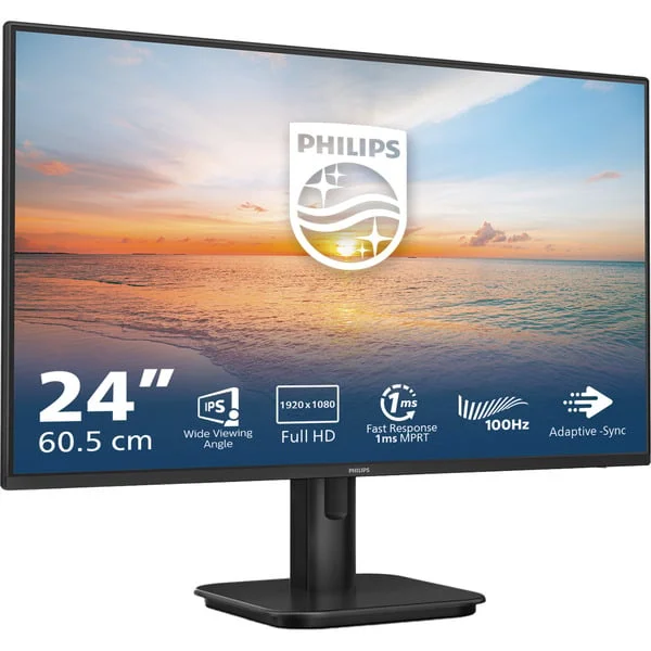 Philips 24E1N1100A, LED-Monitor (60.5 cm (23.8 Zoll), schwarz, FullHD, IPS, HDMI, VGA, Adaptive-Sync, Lautsprecher, 100Hz Panel)