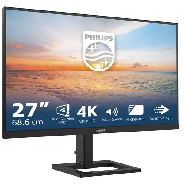 Philips 27E1N1800AE, LED-Monitor (68.6 cm (27 Zoll), schwarz, UltraHD/4K, IPS, HDMI, DP, Adaptive-Sync, HDR, Ergo Fuß)