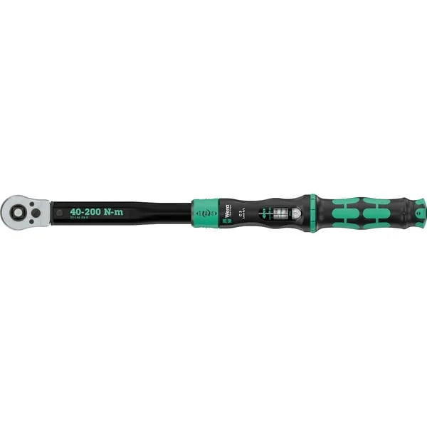 Wera Drehmomentschlüssel mit Durchsteckvierkant Click-Torque Lock C 3 R/L (schwarz/grün, Abtrieb 1/2", 40 bis 200 Nm)