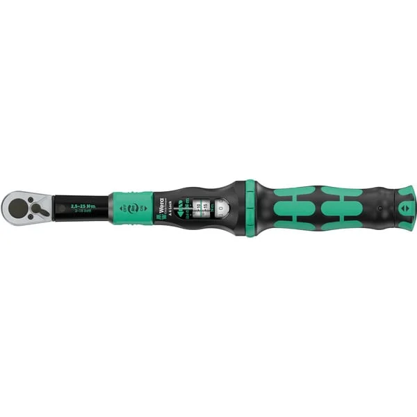 Wera Drehmomentschlüssel mit Umschaltknarre Click-Torque Lock A 6 (schwarz/grün, Abtrieb 1/4" Bitaufnahme, 2,5 bis 25Nm)