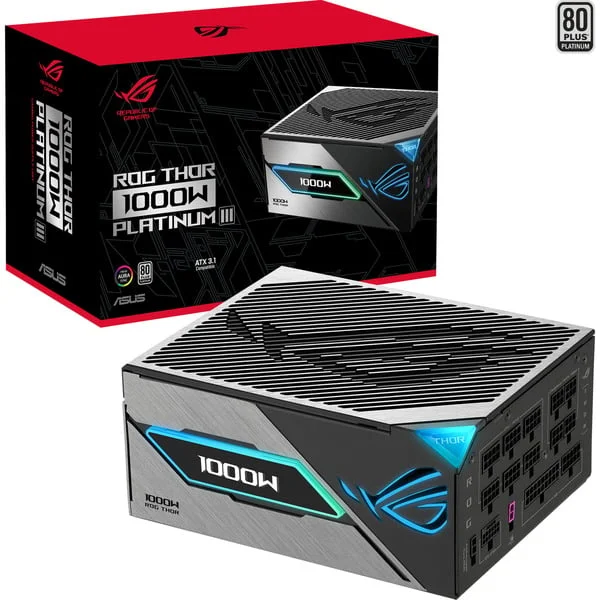 ASUS ROG Thor 1000W Platinum III, PC-Netzteil (schwarz, 1x 12 Pin High Power GPU, 4x PCIe, Kabelmanagement, 1000 Watt)