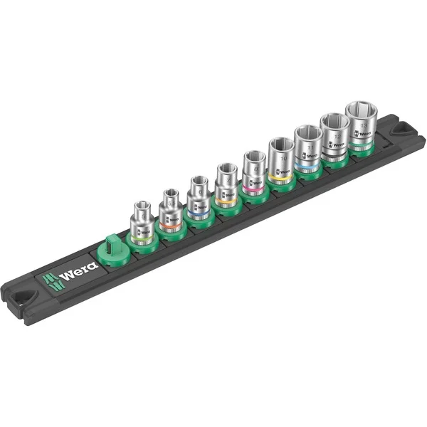 Wera Nuss-Magnetleiste A 4 Zyklop Steckschlüsseleinsatz-Satz 1/4" (schwarz/grün, 9‑teilig)