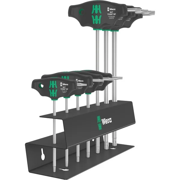 Wera 467/7 Sechsrund HF Set 2 Quergriff-Schraubendreher + Rack, 7-teilig (schwarz/grün, mit Haltefunktion)