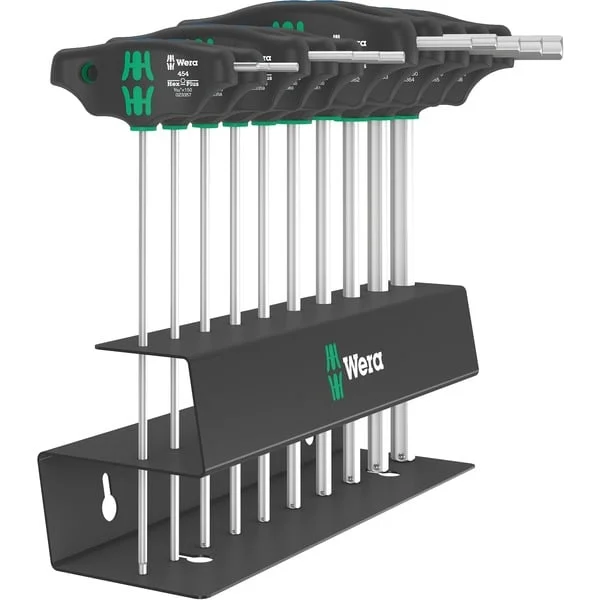 Wera 454/10 HF Set Imperial 2 Quergriff-Schraubendreher + Rack, 10-teilig (schwarz/grün, zöllig, mit Haltefunktion)