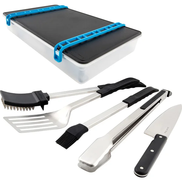 Broil King Grillbesteck-Set Porta-Chef, 5-teilig (schwarz/edelstahl, in Marinier- und Aufbewahrungsbox)
