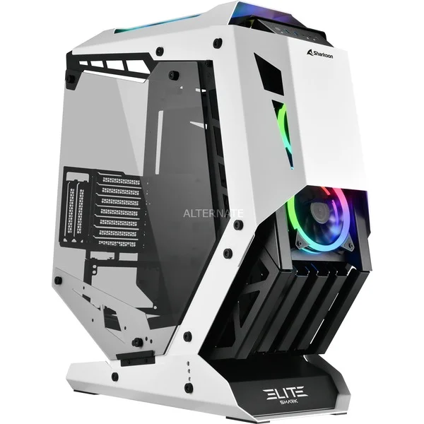 Sharkoon ELITE SHARK CA700, Tower-Gehäuse (schwarz/weiß, Seitenteil aus gehärtetem Glas)