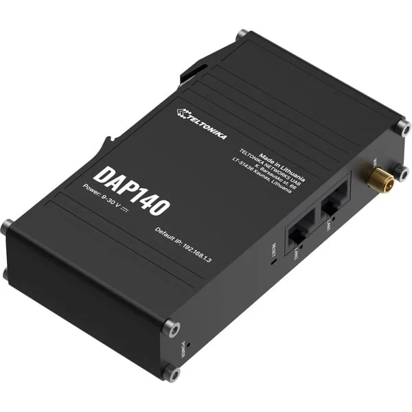 Teltonika DAP140, Access Point (schwarz, DIN-Schienenhalterung, 3-poliger Stromanschluss für den industriellen Einsatz)