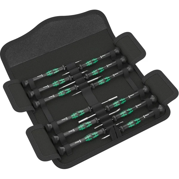 Wera Kraftform Kompakt Micro 12 ESD 1 Elektroniker-Schraubendrehersatz (schwarz/grün, 12-teilig)