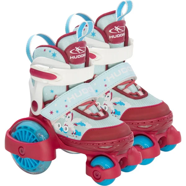 HUDORA Rollschuh My First Quad LED Gr. 30-33, Rollschuhe (rot/hellblau, mit LED-Beleuchtung)