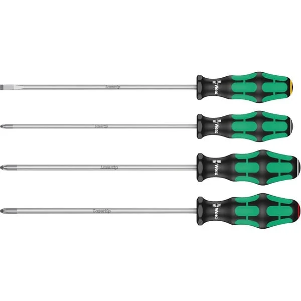 Wera 335/350/355/4 Schraubendrehersatz Kraftform Plus, lang (schwarz/grün, Kraftform Plus, Lasertip)