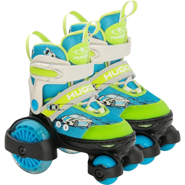 HUDORA Rollschuh My First Quad LED Gr. 30-33, Rollschuhe (grün/blau, mit LED-Beleuchtung)
