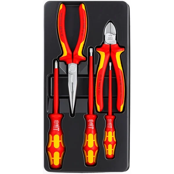 KNIPEX VDE-Werkzeugsatz 002013, Werkzeug-Set (rot/gelb, Zangen und Wera Schraubendreher)
