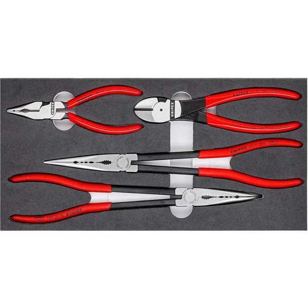 KNIPEX Zangen-Set "KFZ" 002001V16 (rot/schwarz, präzise zugeschnittene Schaumstoffeinlage)