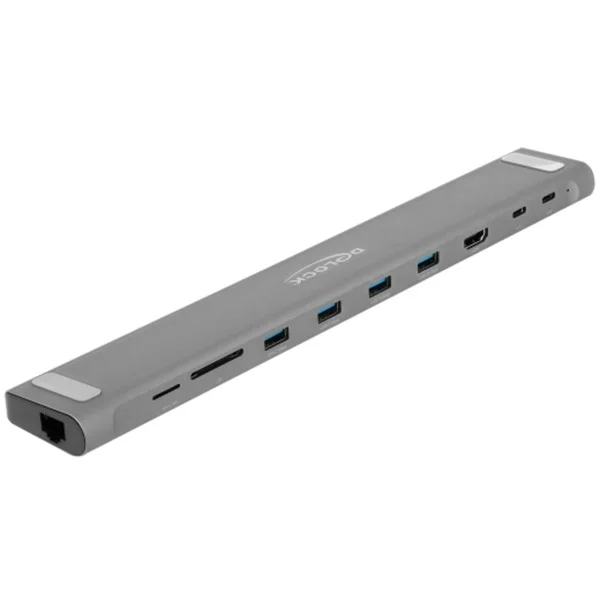 DeLOCK USB Type-C Slim Dockingstation 4K (grau, HDMI / USB 3.2 Gen 1 / LAN / SD / PD 3.0)