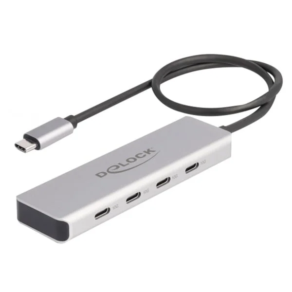 DeLOCK USB 10 Gbps USB Type-C Hub mit 4 x USB Type-C Buchse, USB-Hub (grau)